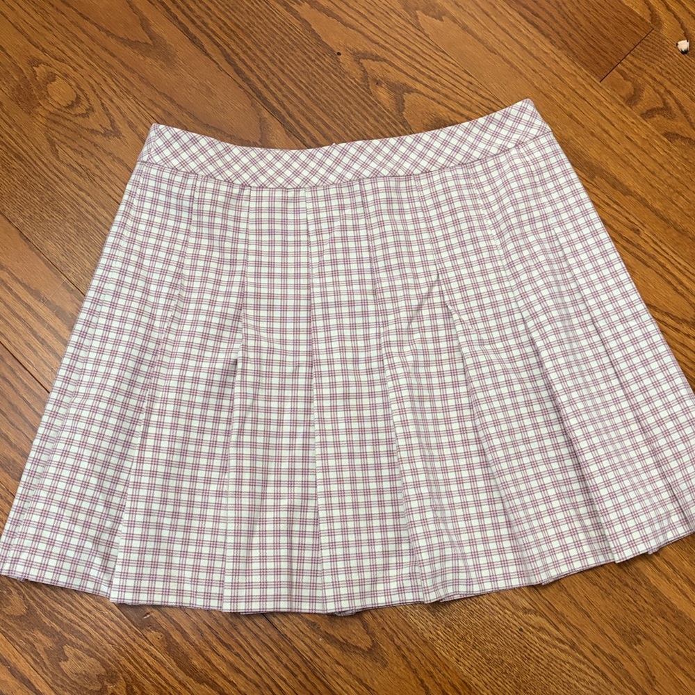 Aritzia Sunday Best Checkered Pink and White Skirt